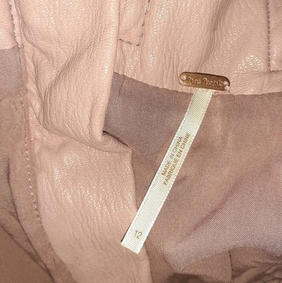 Free People Mauve Swoon Paperbag Faux Leather Skirt Size 12 - Picture 6 of 11